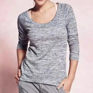 Athleta No Sweatin' It Sharkbite Top Charcoal Heather Size XS